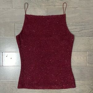 Y2K Vintage XOXO Sparkly Fuzzy Tank Top Size S